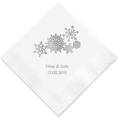 serviettes personnalisées mariage theme hiver